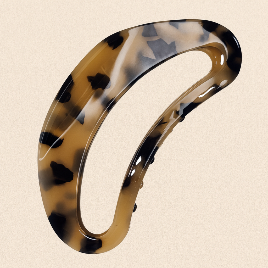 Půlměsícový skřipec do vlasů LUNEA z acetátu - leopard světlý2